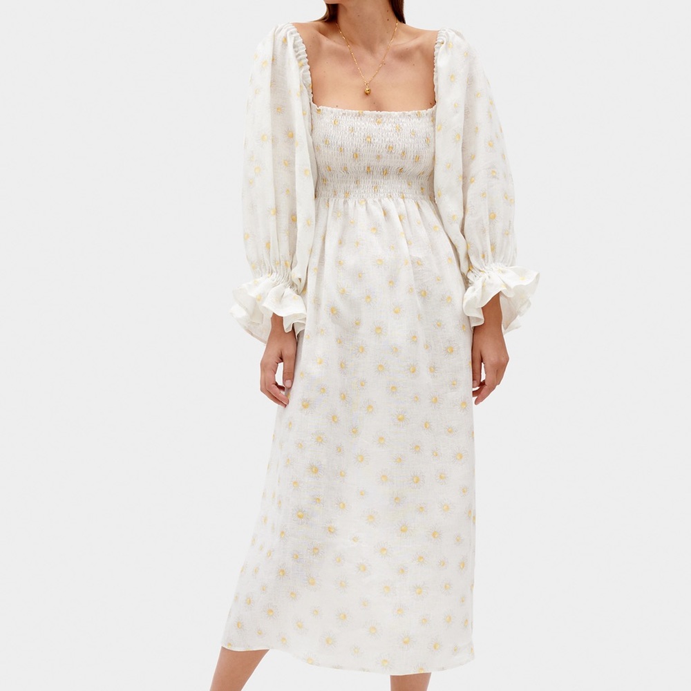 Atlanta Linen Dress in Daisies
